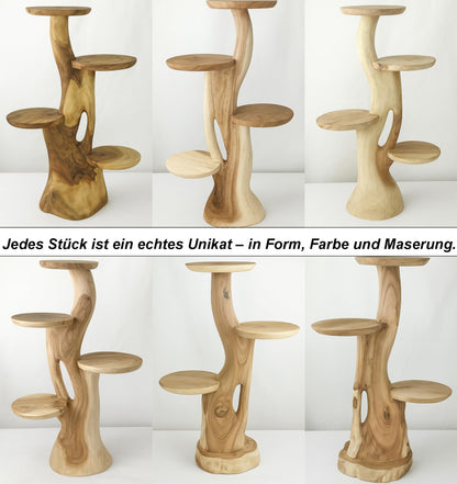 My-goodbuy24 flower stand, flower ladder, flower podium, flower stool - all made of solid Suar wood and featuring 4 shelves for plants and floral decorations.