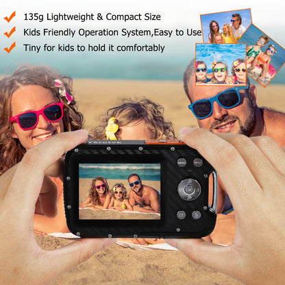 BYbrutek Kids Digital Camera, 21MP FHD 1080P, Waterproof up to 5m, 2.8-inch LCD, 8x Digital Zoom, Orange