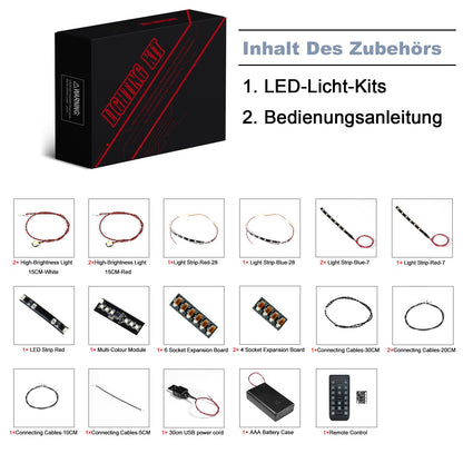 Remote Control Light Kit Compatible with Lego 42130 Technic BMW M 1000 Rr Motorcycle Collectible Building Kit (No Model), DIY Lighting Set for Motorcycle, Decoration Light for 42130 Creative Gift