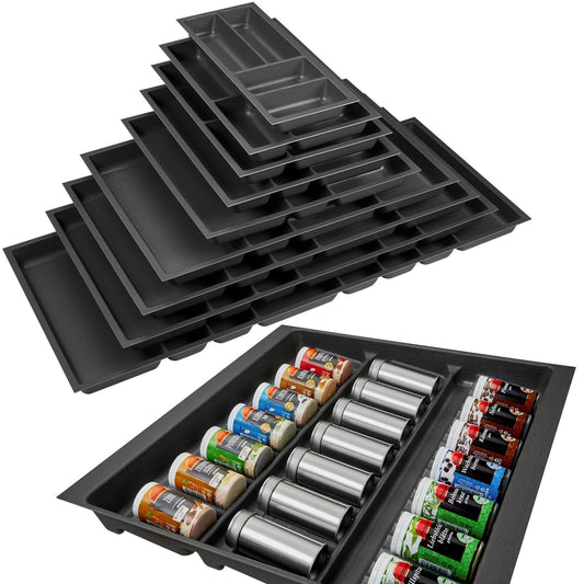 ORGBOX 2 Spice Rack Depth: 461 x Width: 509 mm anthracite with canvas texture for 60er Nobilia drawer up to 07/2012 (PLEASE MEASURE YOUR DRAWER INTERIOR DIMENSIONS!)