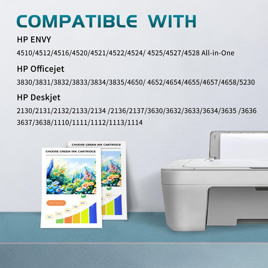 ZIPRINT 302 XL cartridges Compatible with HP 302 printer cartridges Multipack for HP Envy 4525 4520 4524 DeskJet 3630 3636 2130 Officejet 3830 5230 3831 (Black/Color, 2-Pack)