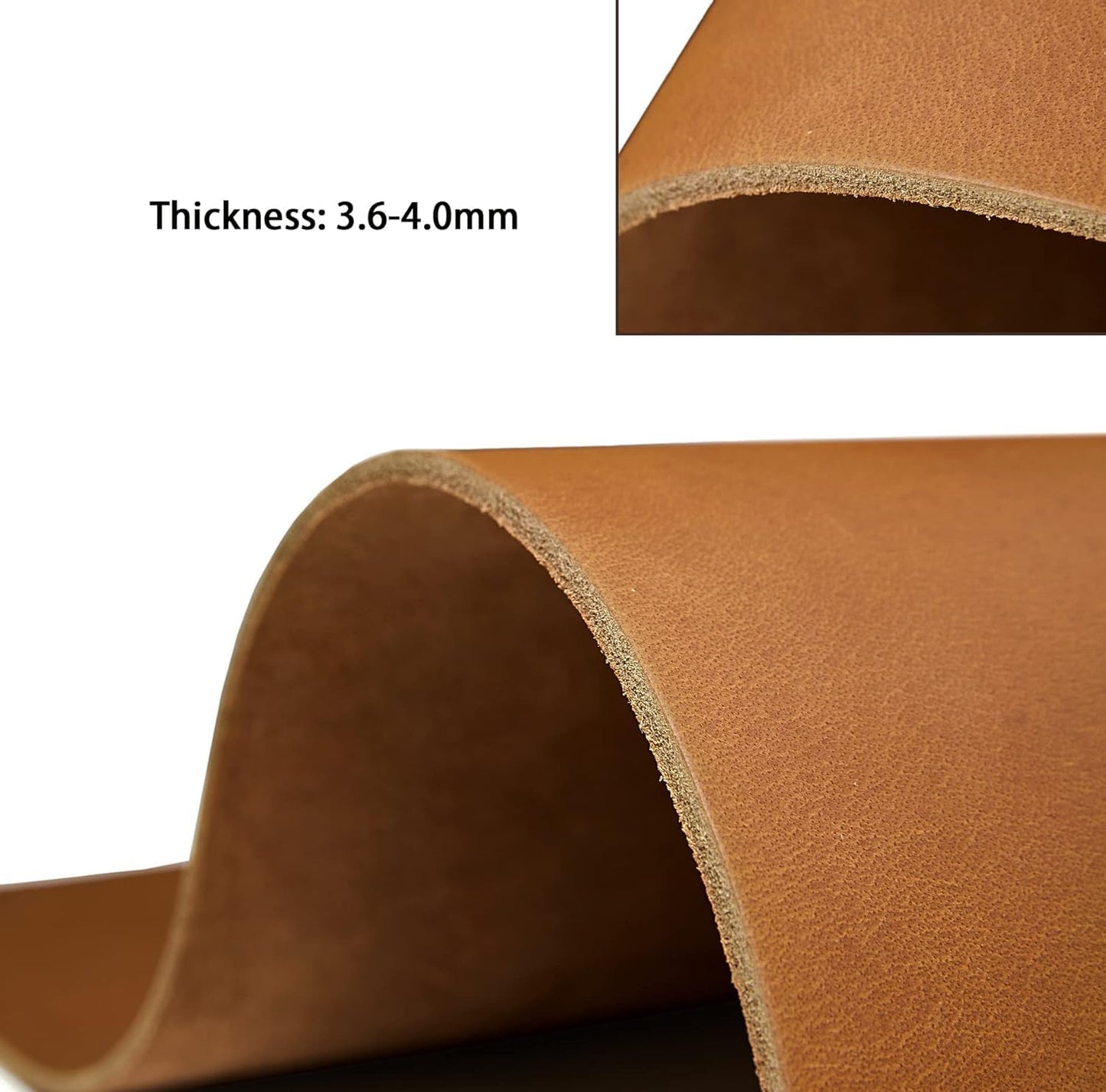 Heavyweight bourbon brown tooling leather square, 3.6mm-4.0mm (9-10oz) thick. Full grain cowhide for leather crafts, tooling, hobby workshop, and crafting.