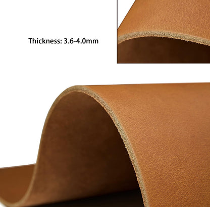 Heavyweight bourbon brown tooling leather square, 3.6mm-4.0mm (9-10oz) thick. Full grain cowhide for leather crafts, tooling, hobby workshop, and crafting.