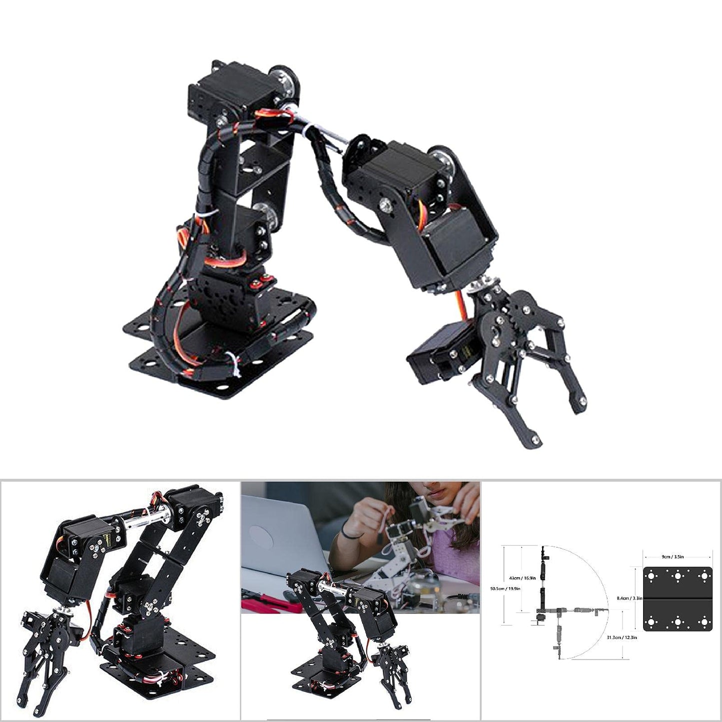 Robot arm kit, robotic arm, 6DoF robot, mechanical arm, gripper claw, kit, DoF manipulator, industrial robot parts