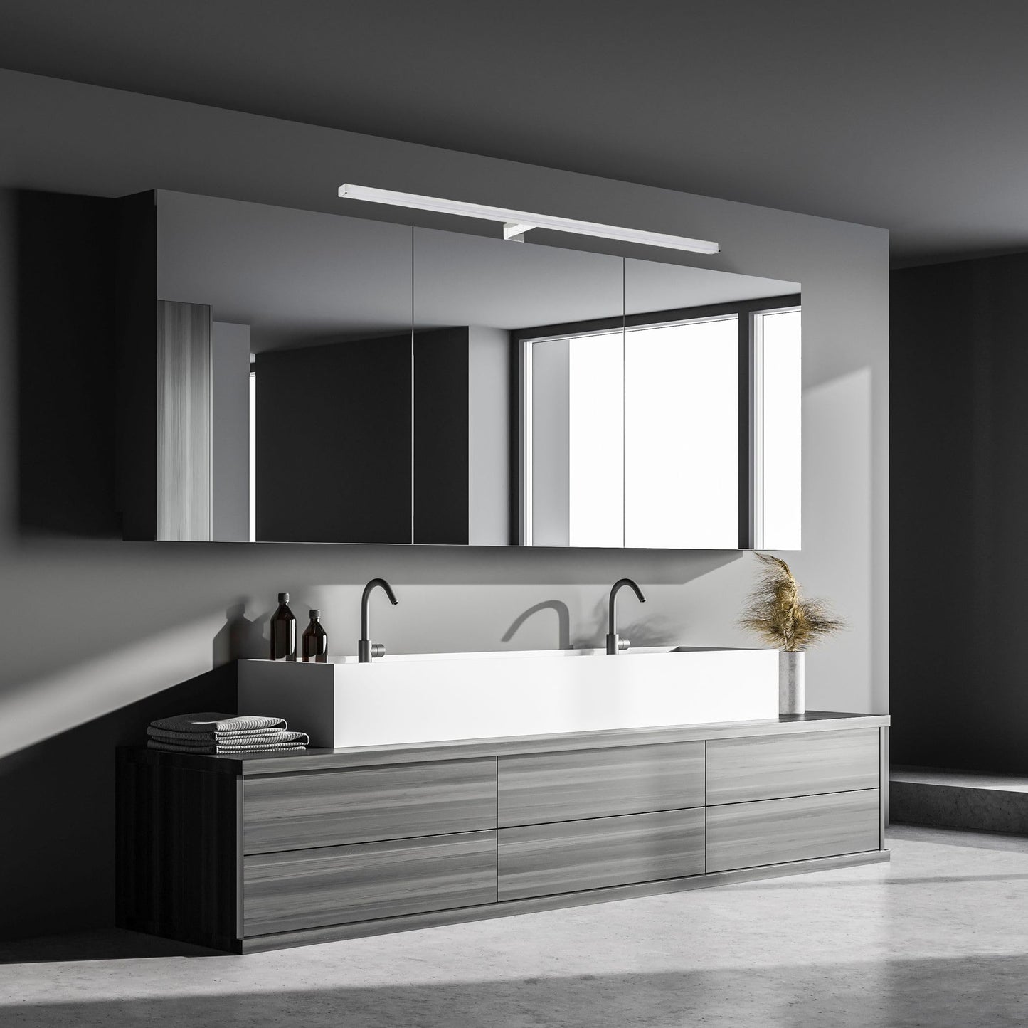 SEBSON LED Mirror Light 90cm Bathroom IP44, Cabinet Surface Light + Mirror Clamp Light, neutral white 4000K 230V 15W 1300lm Makeup Light, Bathroom Light