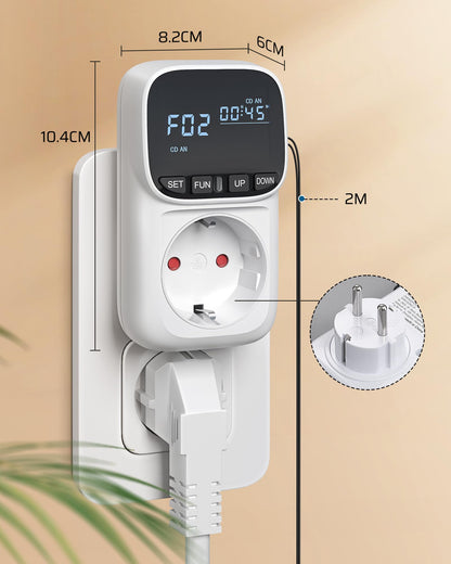DEWENWILS Temperature controller, German display, Temperature switch with sensor 230V, Digital thermostat outlet, Temperature monitor with heating and cooling modes for greenhouse, terrarium, refrigerator.