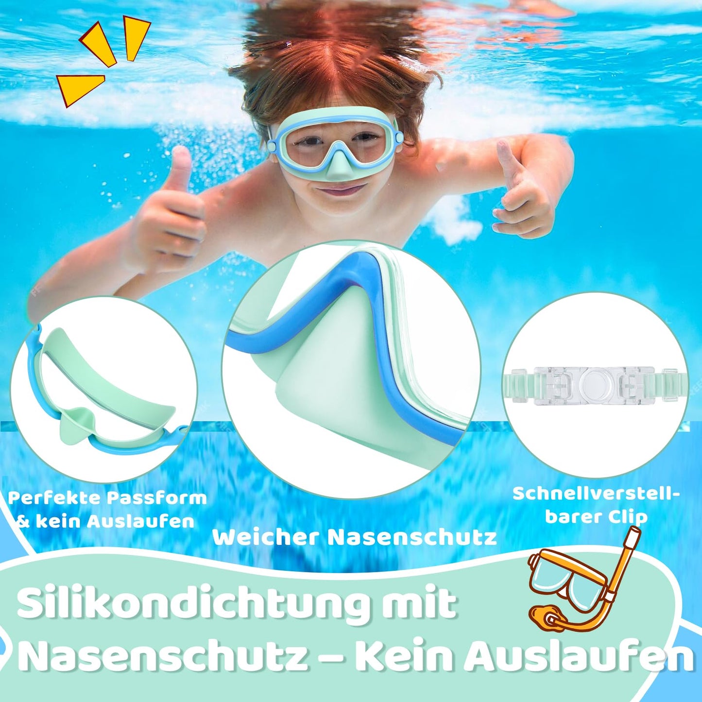 Vvinca kids swim goggles with nose protection