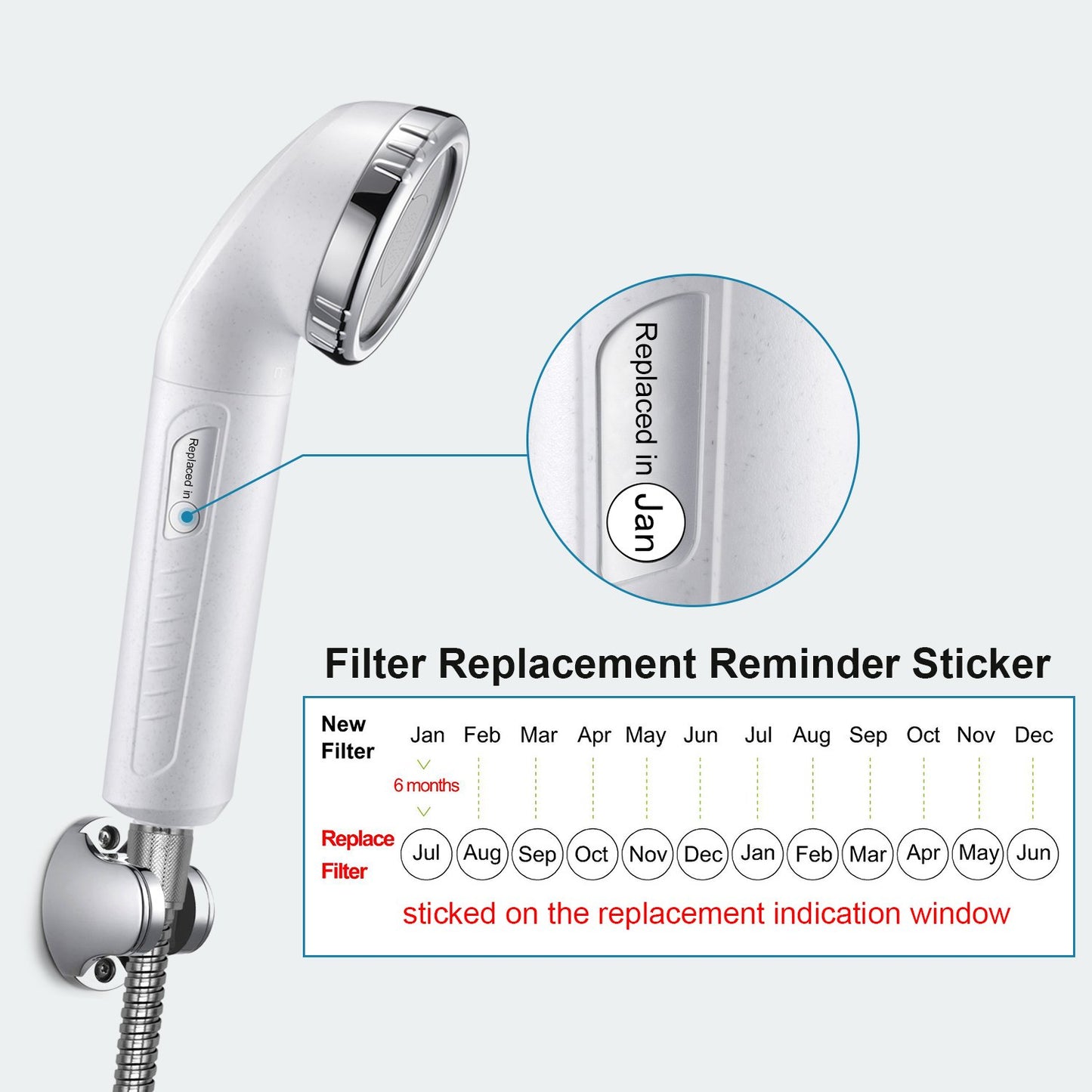 Miniwell Filter Shower Head With Metal Hose L750 - Filtered Shower Head - Shower Filter - Filter For Shower - Shower Water Filter With Replaceable Cartridge