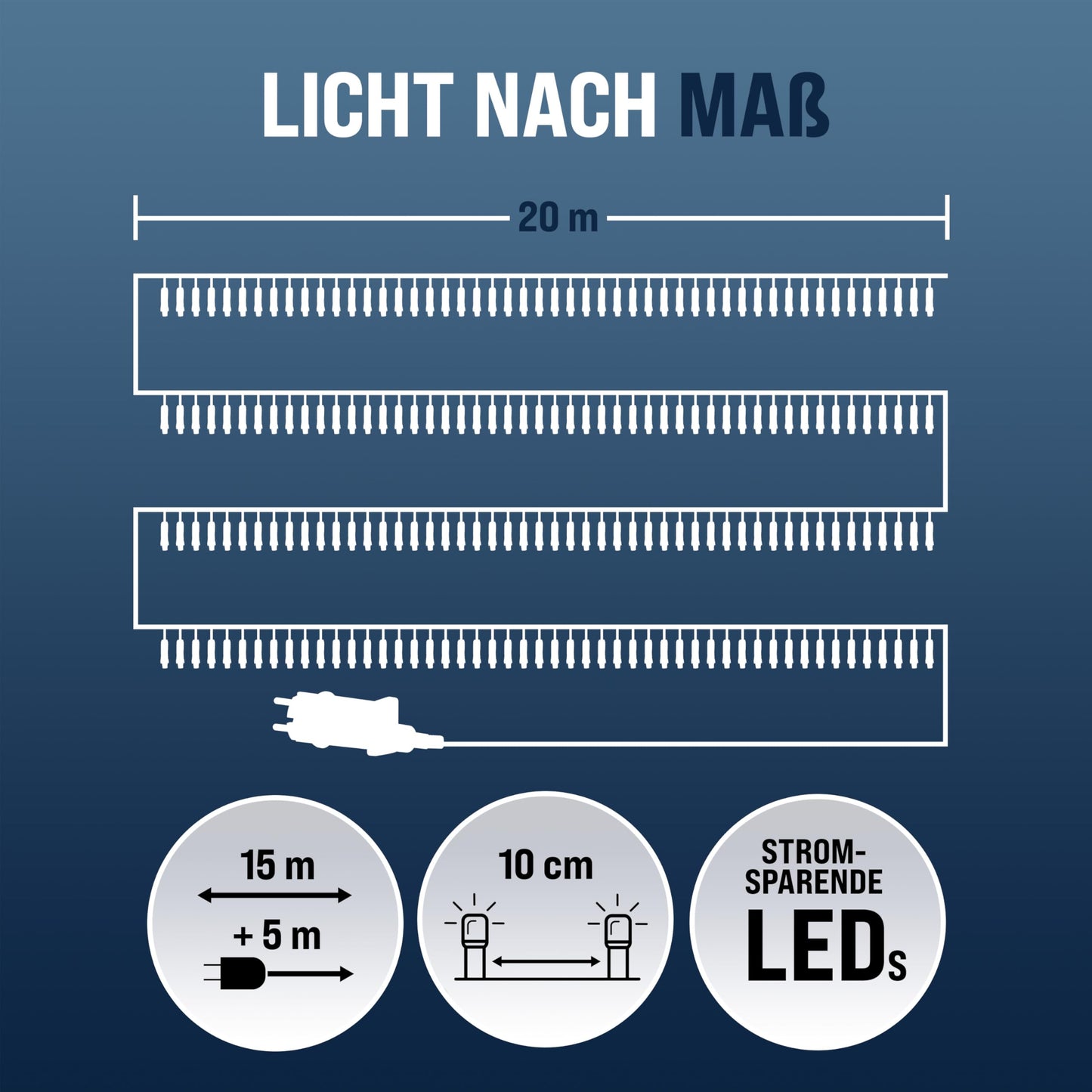 MONZANA® 200 LED string lights 20m Christmas tree outdoor indoor timer 8 modes dimmable remote control IP44 window decoration Christmas lighting cool white