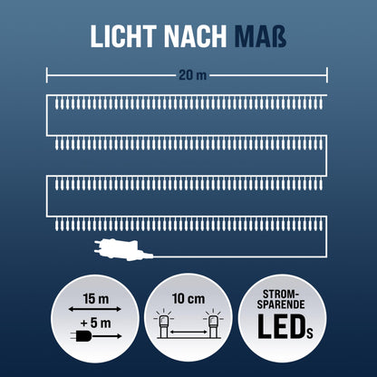 MONZANA® 200 LED string lights 20m Christmas tree outdoor indoor timer 8 modes dimmable remote control IP44 window decoration Christmas lighting cool white