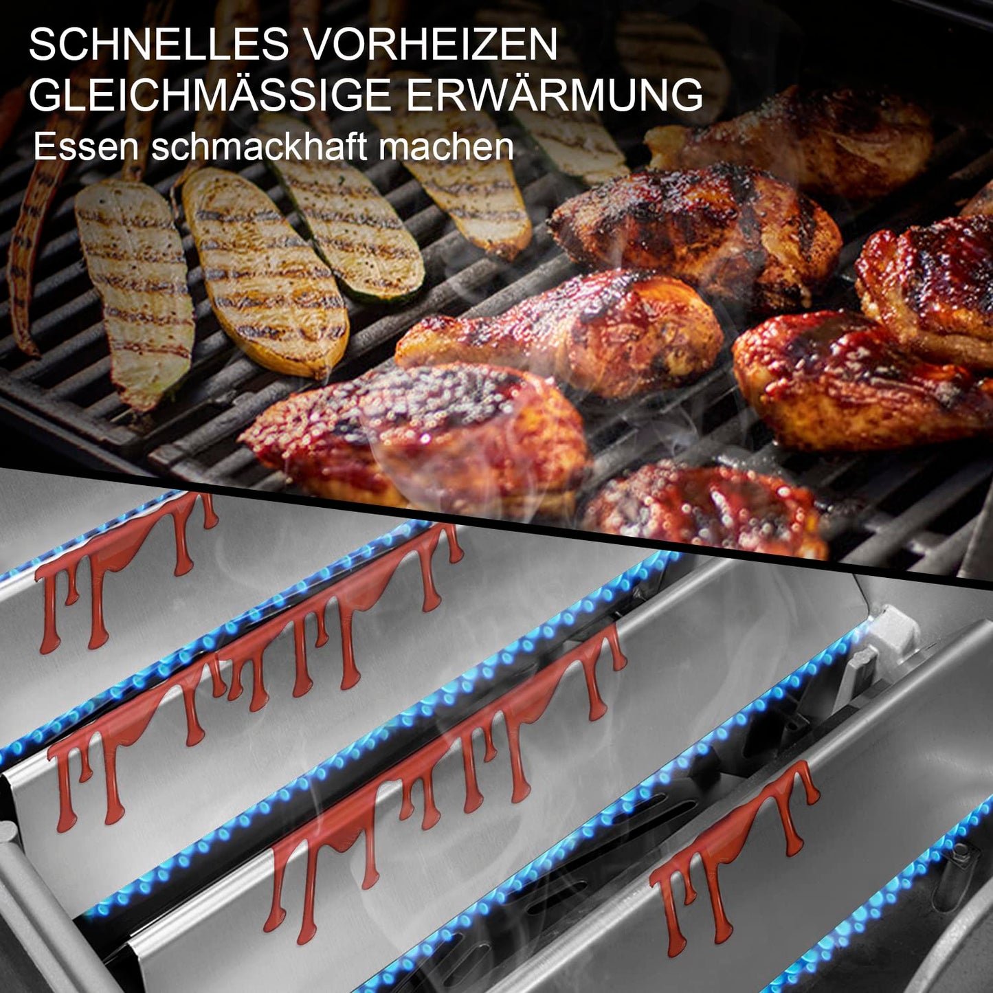 Vnierxful 7636 Stainless Steel Flavorizer Bars for Weber Spirit I & II 300 Series, Spirit E310, E320, E330, S310, S320, S330, 38.9CM Heat Plate, Grill Replacement Parts Flavorizer Bars for Weber Spirit