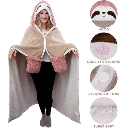 iyoimono Pink Sloth Gift for Women Portable Blanket Sofa Blanket Sloth Fleece Blanket Fluffy Cartoon Throw Cute Animal Pattern Home Blanket 152*125cm