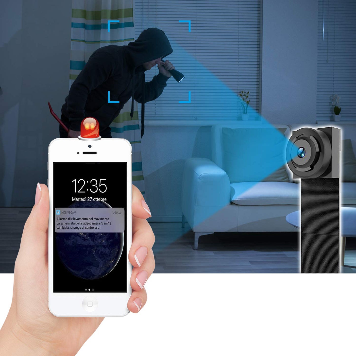 Amyway Mini Surveillance Camera 4K Small Security Cameras Motion Detection Video Camera for Home/Office/Apartments Security