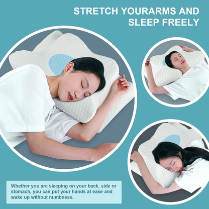 GOXIFACA Orthopedic Pillow, Memory Foam Ergonomic Pillow, Neck Support Pillow for Neck Pain, for Back and Side Sleepers, Improve Sleep Quality, 60 * 35 * 10/12cm