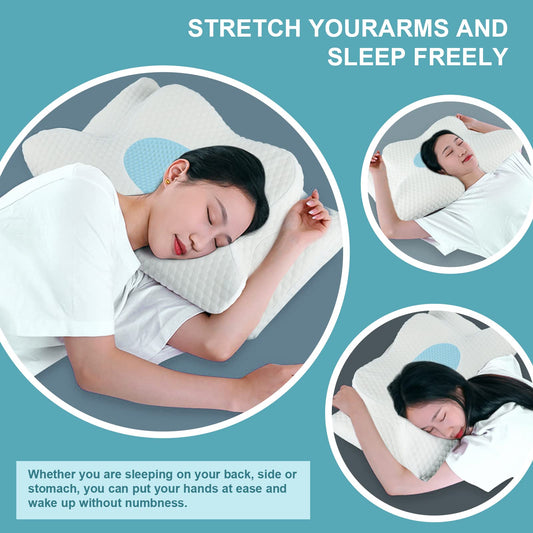 GOXIFACA Orthopedic Pillow, Memory Foam Ergonomic Pillow, Neck Support Pillow for Neck Pain, for Back and Side Sleepers, Improve Sleep Quality, 60 * 35 * 10/12cm