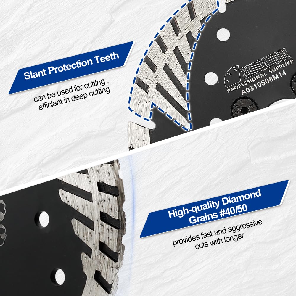 SHDIATOOL 230mm Diamond Cutting Disc with Turbo Sloped Protection Teeth for Concrete Brick Tile Granite Marble Masonry