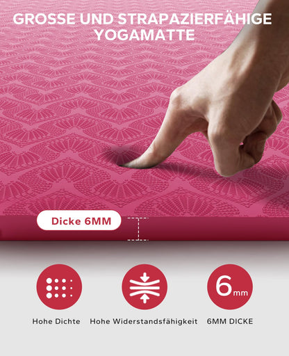 HAPBEAR Yoga Mat XXL - Extra Large Wide Yoga Mat, TPE Exercise Mat Fitness Mat Non-Slip 183cm x 122cm x 6mm Thick, Ultra Durable, Pilates Mat for Gym, Home, Workout - Pink