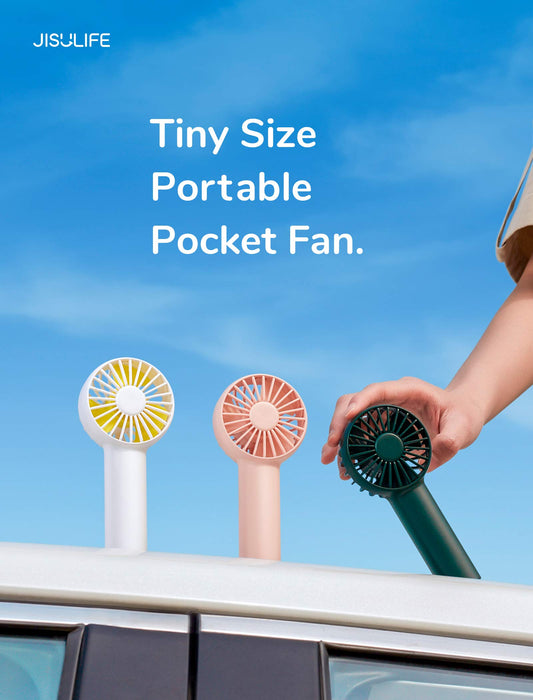 JISULIFE Mini Fan Battery Operated Handheld Fan with 2000mAh Battery or USB Powered, 3 Speeds, Rechargeable, for Home, Outdoor - Dark Green