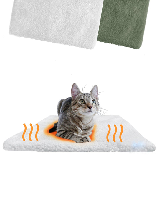 PiuPet® Self-heating Cat Blanket I 60x45cm I Electric-free Heating Blanket I Cat Warming Blanket I Heating Blanket for Cats without Electricity | Cat Accessories | Self-warming Cat Blanket (White)
