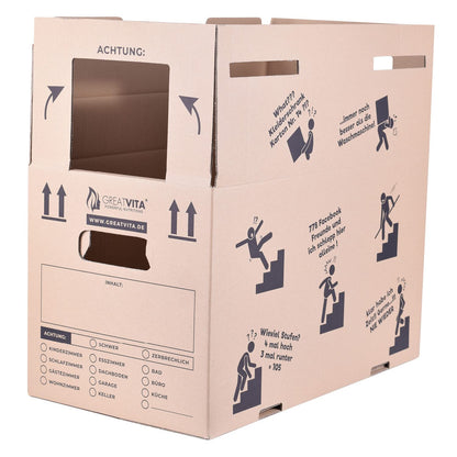 15 moving boxes, book boxes, file boxes | 600 x 330 x 350 mm, double-walled | extra large & sturdy up to 40 kg | made from recycled paper & reusable | large packing boxes for moving
