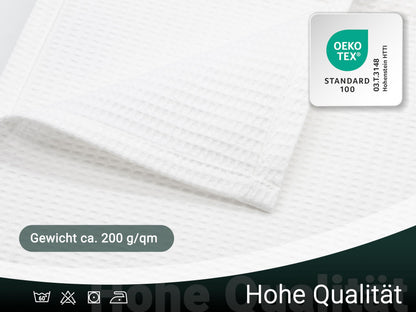 ZOLLNER cuddly blanket in 150x200 cm - 100% cotton - timeless waffle pattern - wrinkle-resistant and breathable couch blanket in white - washable up to 60°C - hotel linen quality - Oeko Tex® certified