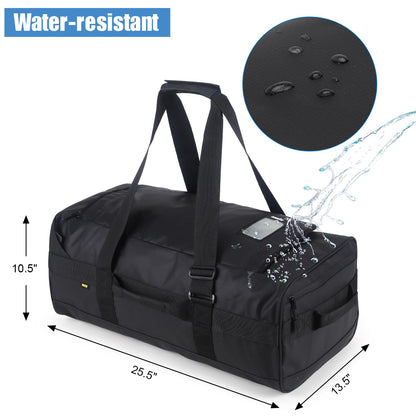 MIER Men's Sports Bag Water-Resistant Travel Bag 60L Large Heavy Duty Convertible Sports Backpack with Backpack Straps and Shoe Compartment for Gym, Sports, Travel, Duffle Bag-Black