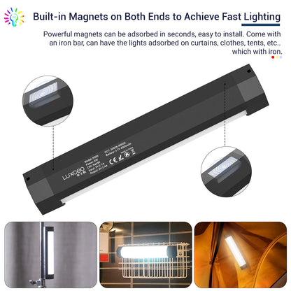 LUXCEO P200 LED video light stick, handheld photography light waterproof, 4000mAh built-in battery, magnet with APP remote control 3000K-6000K, short portable mini LED lamp