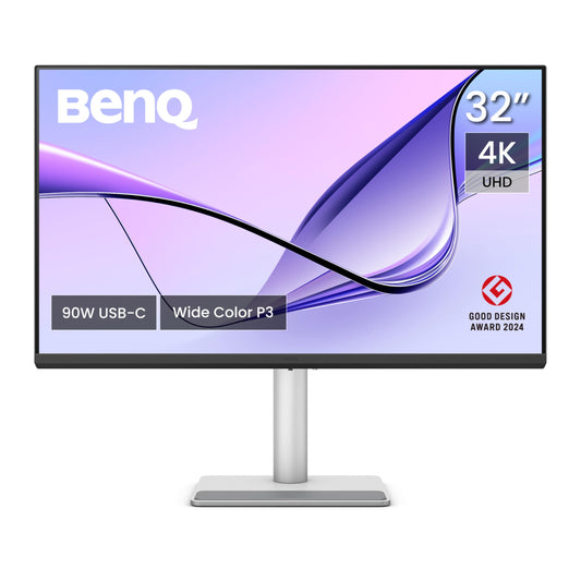 BenQ MA320U 32-inch 4K 3840x2160 monitor for MacBook Pro/Air, dual USB-C, 90W power delivery, Mac Color Match, USB hub, brightness and volume control on Mac, adjustable stand, P3 color space.
