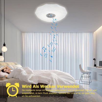 Whole LED ceiling light dimmable with Bluetooth speaker, LED ceiling lamp with remote control or APP control, RGB color changing, music playback for bedroom bathroom living room.