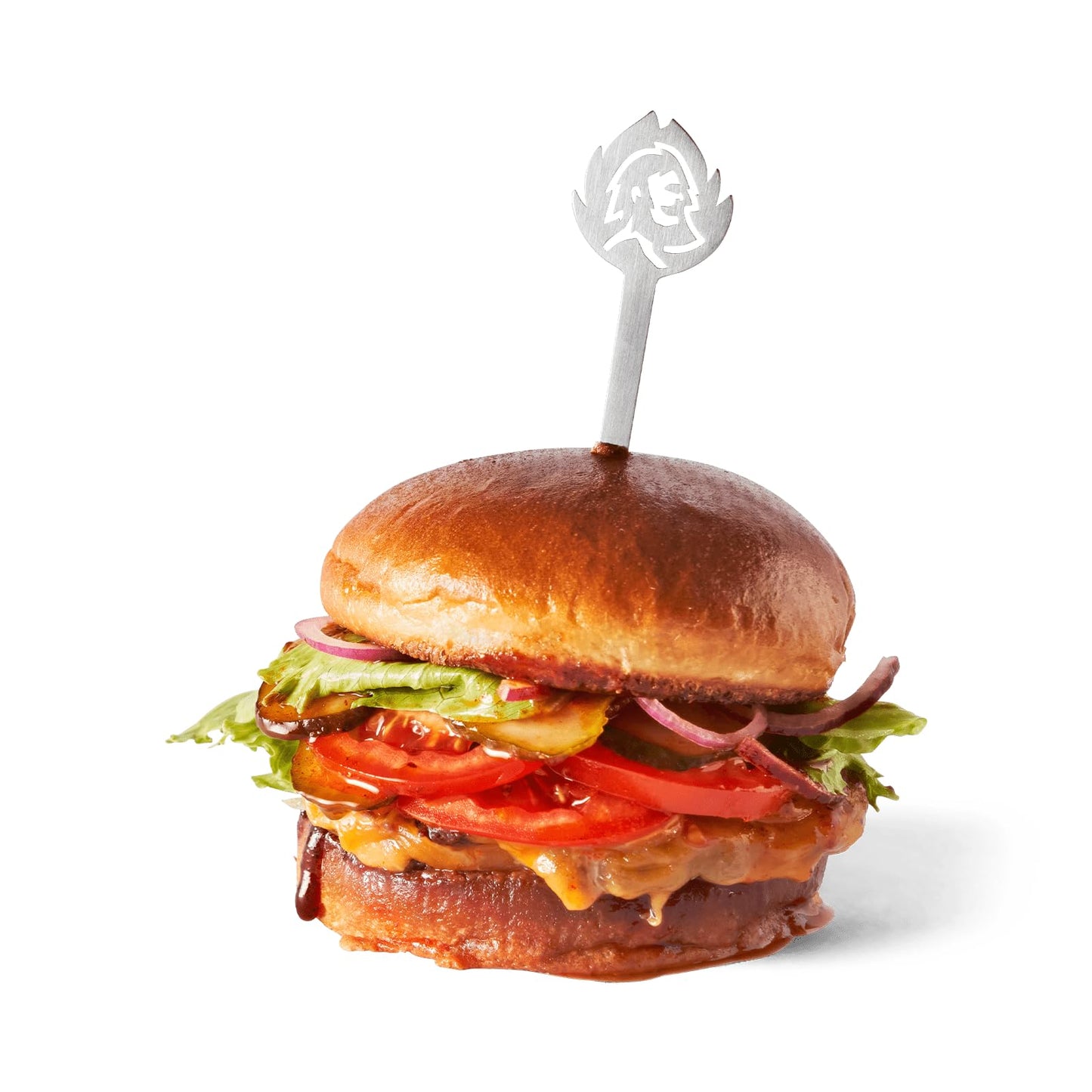 BURNHARD Burger spikes, 6 pieces, made of stainless steel, metal spikes with wide grip area, 15 cm long shashlik spikes, as meat spikes or grill spikes.
