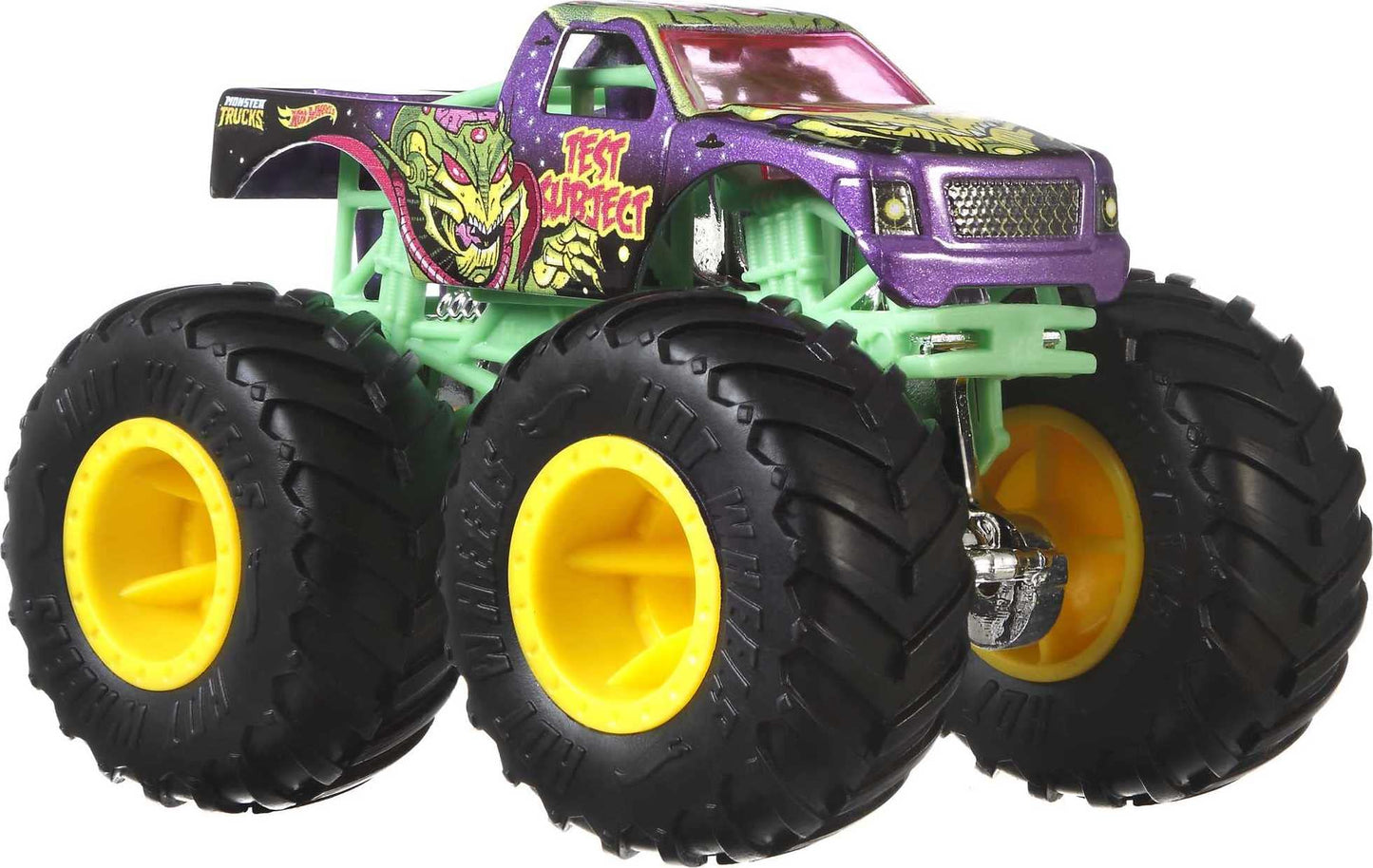 Hot Wheels GBP23 - Monster Trucks 1:64 Die Cast Assortment with huge wheels, gift for kids aged 3-6, includes 4 toy cars, Black, 4-pack