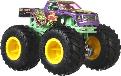 Hot Wheels GBP23 - Monster Trucks 1:64 Die Cast Assortment with huge wheels, gift for kids aged 3-6, includes 4 toy cars, Black, 4-pack