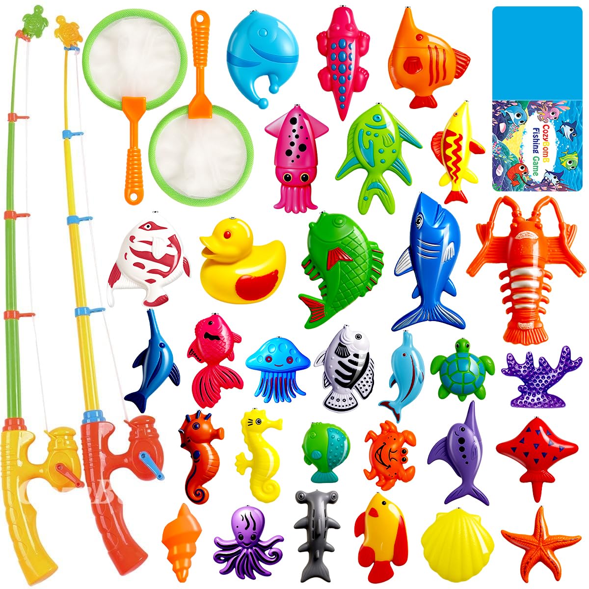 Water Toy for Kids Outdoor Pool Toy for Kids aged 3 4 5, fishing game with 30 magnetic fishes Bathtub Toy Bath Toy for Kids Pool/Splash Pool/Garden/Beach