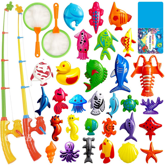 Water Toy for Kids Outdoor Pool Toy for Kids aged 3 4 5, fishing game with 30 magnetic fishes Bathtub Toy Bath Toy for Kids Pool/Splash Pool/Garden/Beach