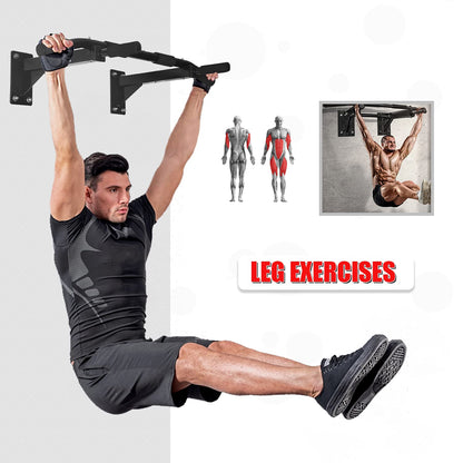 ISE Multifunction Fitness Pull-Up Bar for wall mounting, pull-up bar up to 200kg with non-slip grips, numerous pull-up exercises, wall bracket & 8 heavy-duty plugs for installation SY-165