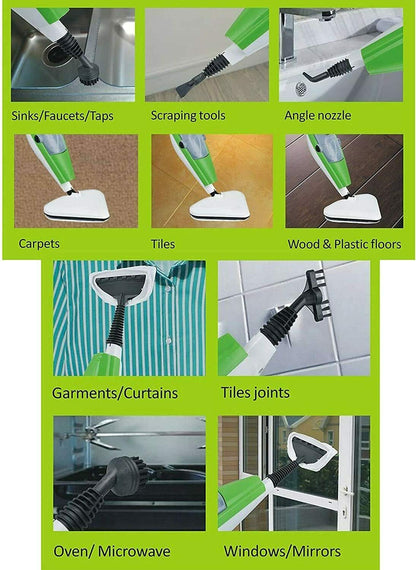 10-in-1 Steam & Clean vacuum and steam cleaner, 1500W steam mop, 350ml water tank capacity, 11 accessories, Kills and eliminates 99.9%* of viruses, germs, and bacteria.