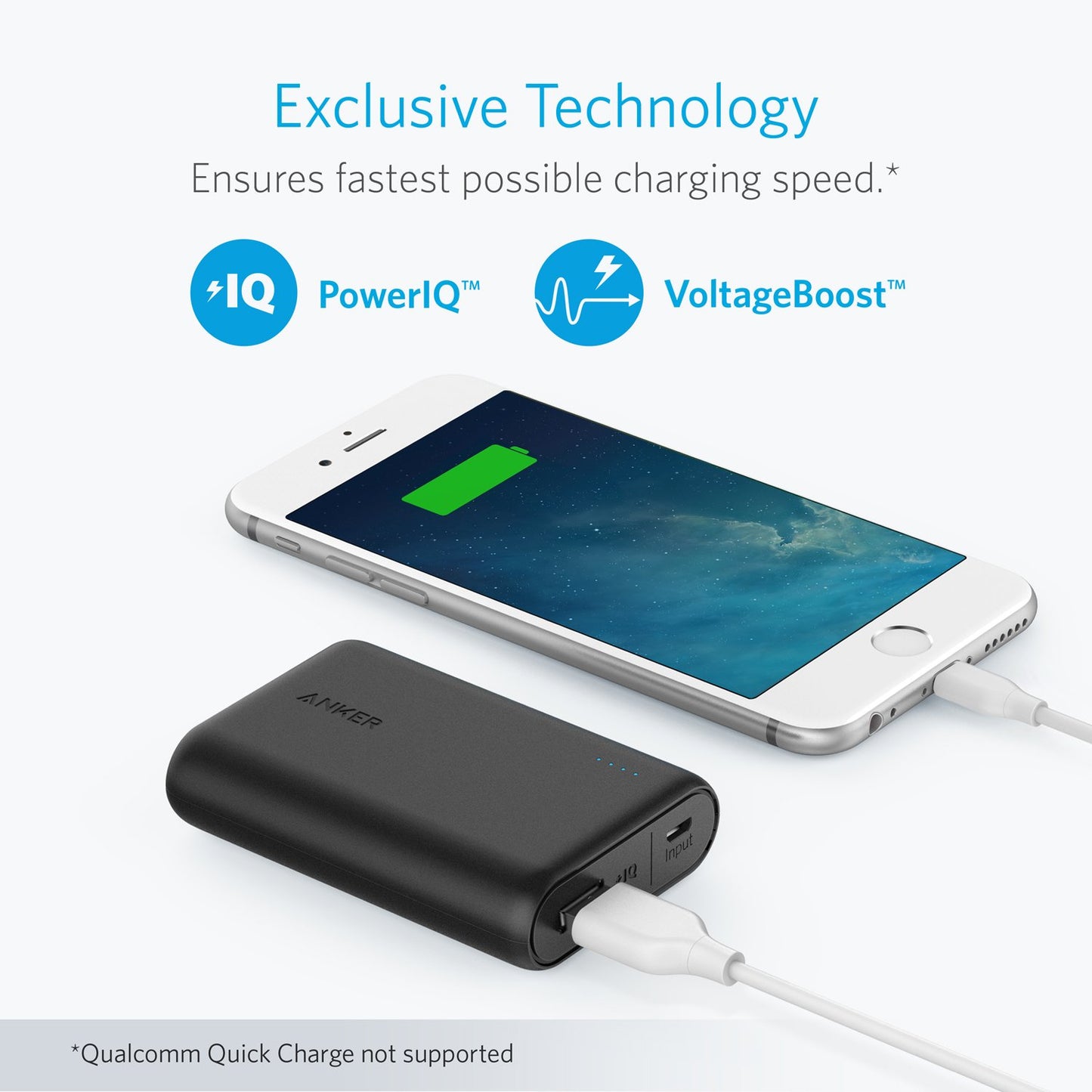 Anchor Powerbank PowerCore 10000mAh, the small and lightweight external battery, compact for iPhone XS Max/XR/XS/X/8/8Plus/7/6s/6Plus, iPad, Samsung Galaxy, and other smartphones (Black)