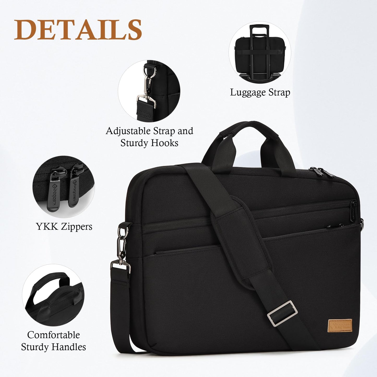 bagasin Laptop bag Laptop briefcase Fits up to 15 15.6 16 inch laptop Expandable Waterproof Shoulder bag Messenger bag Carrying bag Notebook bag PC Computer bag