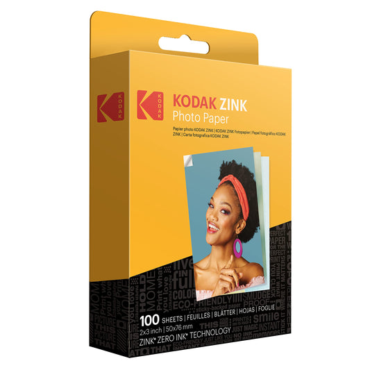 Kodak 2"x3" Premium Zink Photo Paper (100 Sheets) Compatible with Kodak PRINTOMATIC, Kodak Smile, and Step Cameras and Printers.