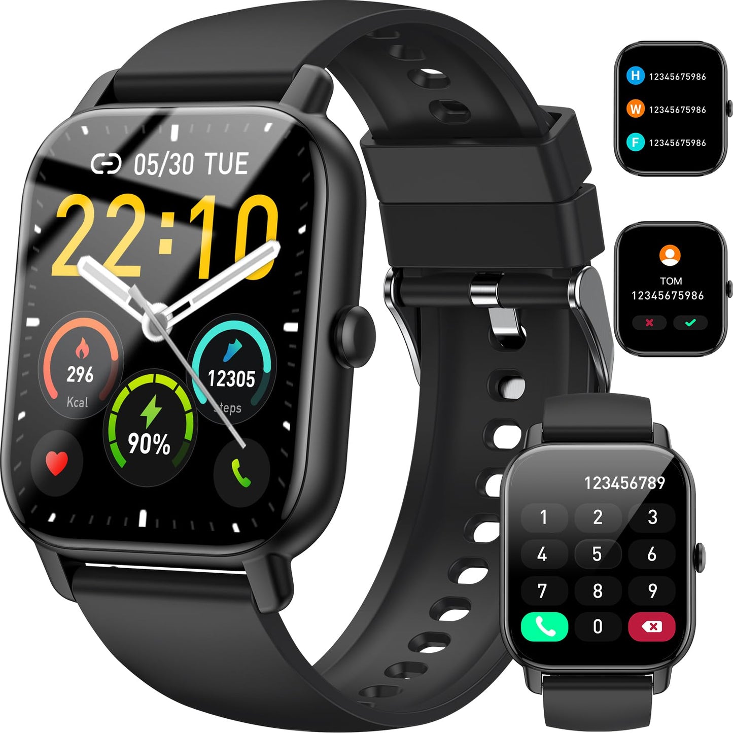 Smartwatch for women men, 1.85 inch touchscreen smart watch with Bluetooth calls, IP68 waterproof fitness tracker with heart rate monitor sleep monitor pedometer, sports watch for iOS Android