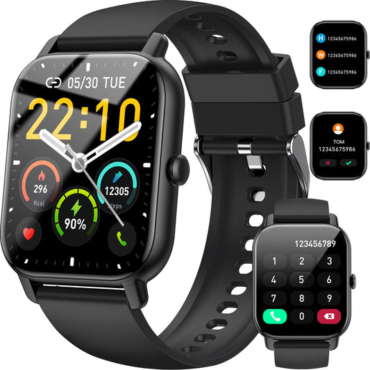 Smartwatch for women men, 1.85 inch touchscreen smart watch with Bluetooth calls, IP68 waterproof fitness tracker with heart rate monitor sleep monitor pedometer, sports watch for iOS Android