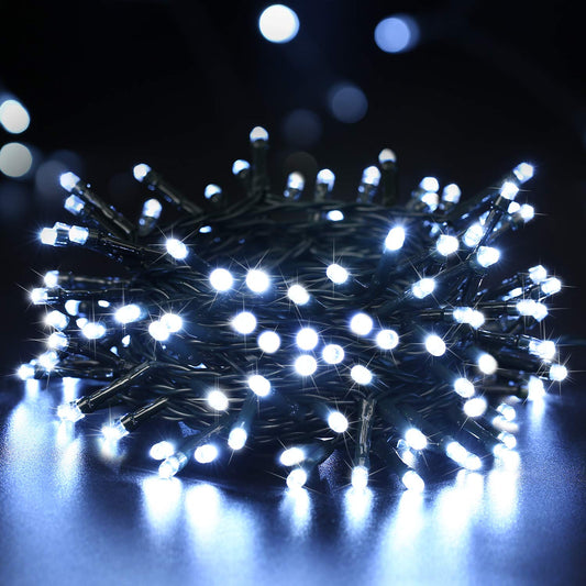 BrizLabs Christmas String Lights Outdoor, 20M 200 LED Outdoor String Lights Electric Christmas Lights Indoor with 8 Modes Waterproof for Room Tree Party Garden Balcony Wedding Celebration Decoration, Cool White