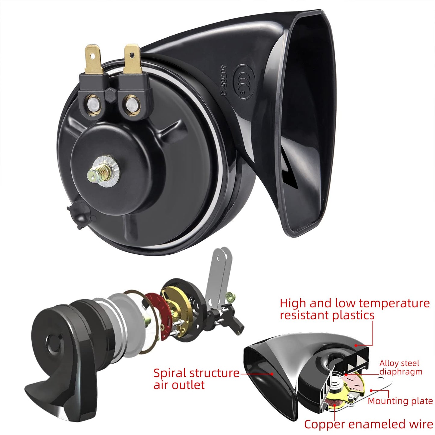 Burp Horn Car Horn Loud Horn Signal Horn for 12v Cars Trucks RVs Motorcycles Boats E-Bikes, 2 Pieces