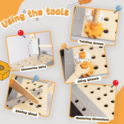 Labebe wooden baby walker, toddler tool bench, walking helper for boys and girls, kids workbench, baby activity center, Montessori toy for children aged 1-3 years.