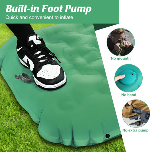 FTSMTK Self-Inflating Sleeping Pad with Foot Press Pump, 12cm Thick Camping Mat, Lightweight Air Mattress, Compact, Inflatable Camping Mat for Outdoor Camping.