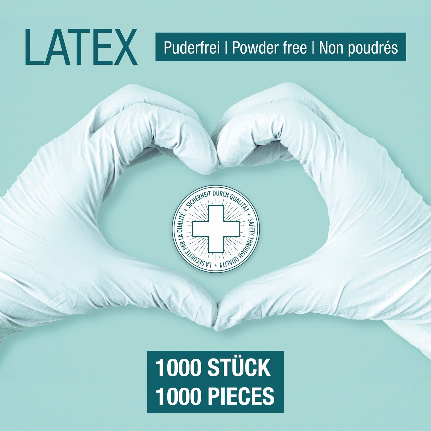 1,000 pieces of latex examination gloves, size selectable: S, M, L, XL Disposable gloves 10 boxes of 100 pieces each size M