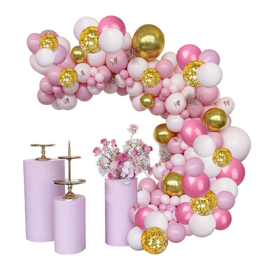 Balloon Garland Pink White Gold UNOEYSAT 120pcs Balloon Garland Set Helium Latex Balloons 4D Confetti Balloons for Girls Women Birthday Wedding Baby Shower Bachelorette Party Decor