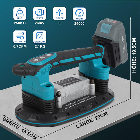 2IN1 battery tile vibrator & suction cups for Makita 18V battery | with 6-speed adjustable, 30*16cm suction cup 250kg adsorption tile vibrating device for 2m tiles wall tiles (battery not included)