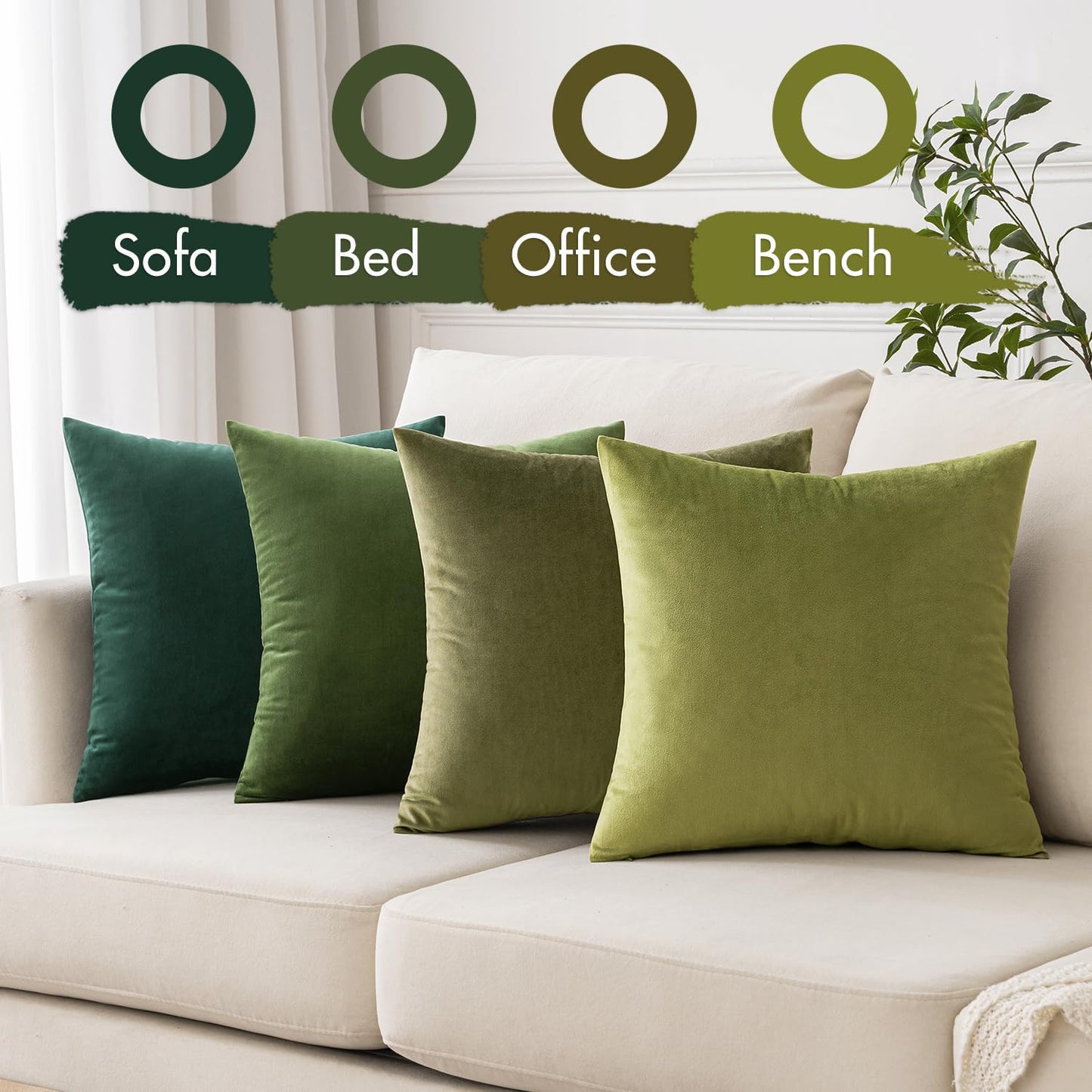 MIULEE Christmas Velvet Throw Pillow Covers Set of 4 Soft Decorative Cushion Cases for Sofa Couch Bed Living Room Kids 50x50cm Forest Green Series