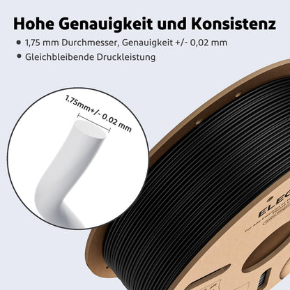 ELEGOO PLA Filament 1.75mm Grey 1KG, 3D Printer Filament Accuracy +/- 0.02 mm, 1kg spool (2.2lbs) Filament 3D Printing Materials Compatible with Most 3D Printers.